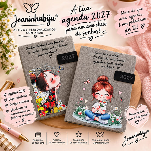 Agenda Personalizada 2027 | Com Caneta Gravada e Caneca | Joaninha Biju