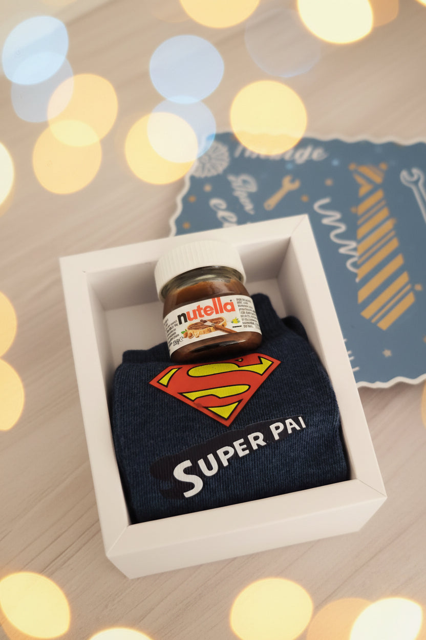 Caixa de Meias Super Pai e Chocolate Nutella