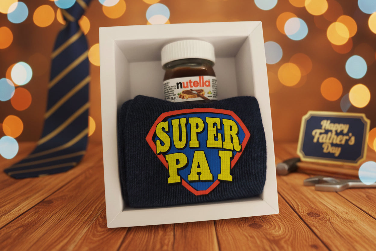 Caixa de Meias Super Pai e Chocolate Nutella